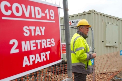 An HSE inspector at a construction site. HSE has completed 50,000 spot checks during the pandemic. Photograph: HSE