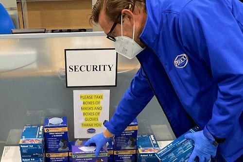 When engineers attend a customer's premises they wear all the PPE and keep the recommended two-metre distance.